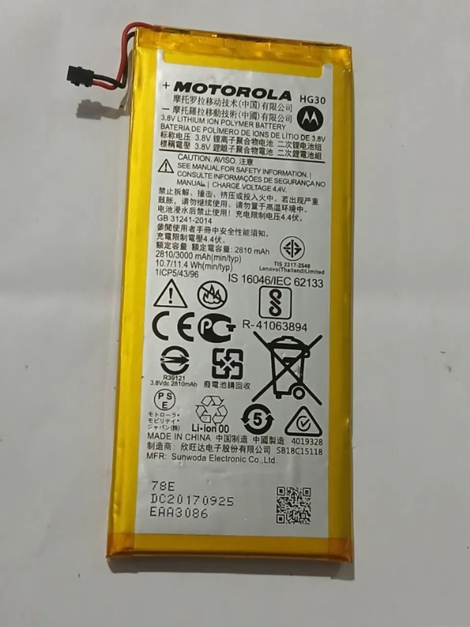 Bateria Motorola HG30 3000mAh p/ Moto G5s G5s Plus G6 Usada