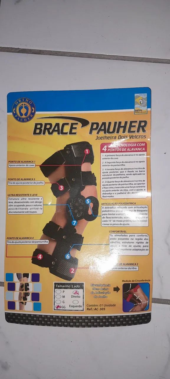 Joelheira dois velcros brace pauher