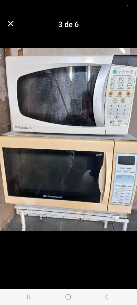 2 microondas Eletrolux 18 L Continental 27 L  com defeito 