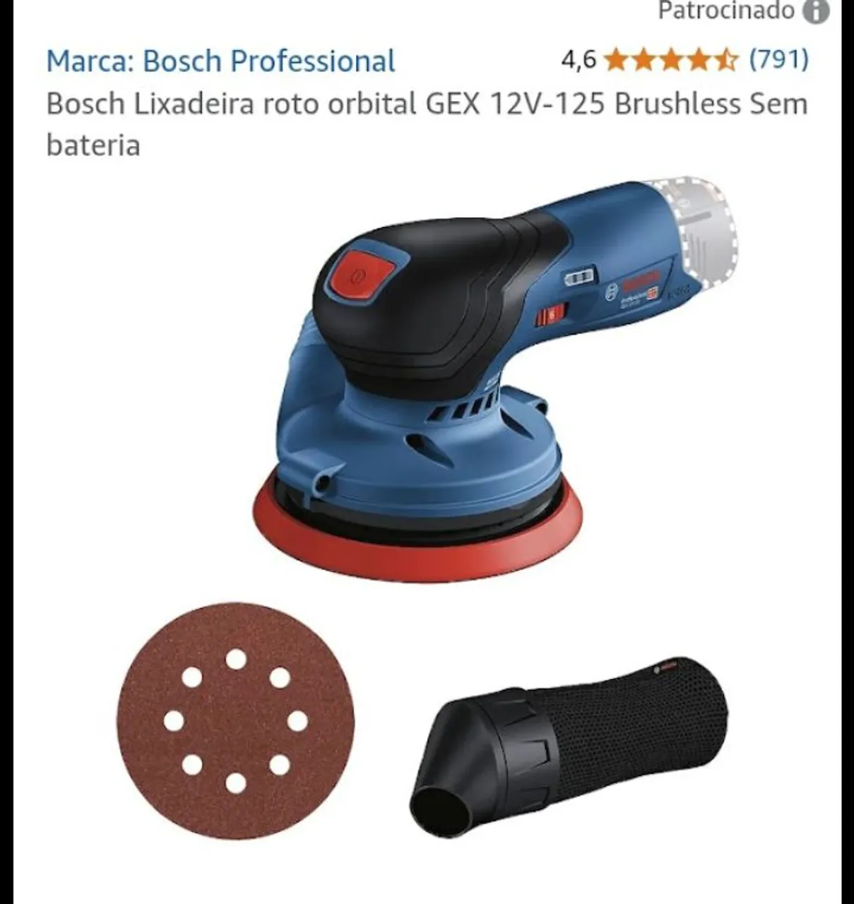 Lixadeira roto orbital Bosch GEX 12V-125 Brushless