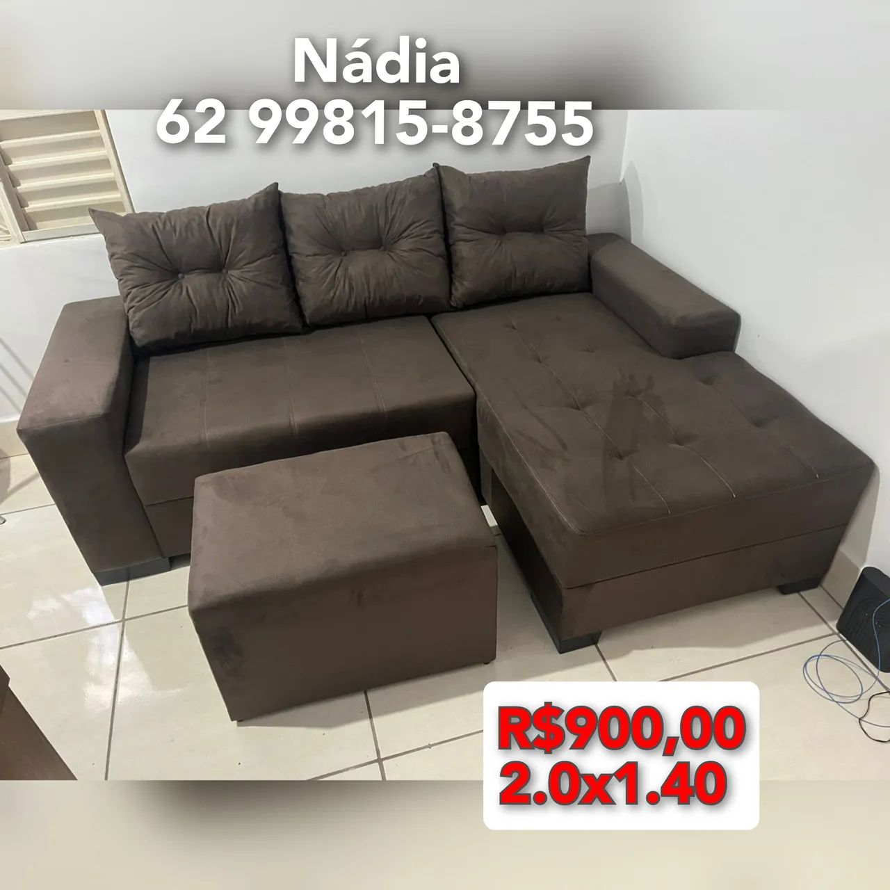 Sofá marrom,, 2.0x1.40 