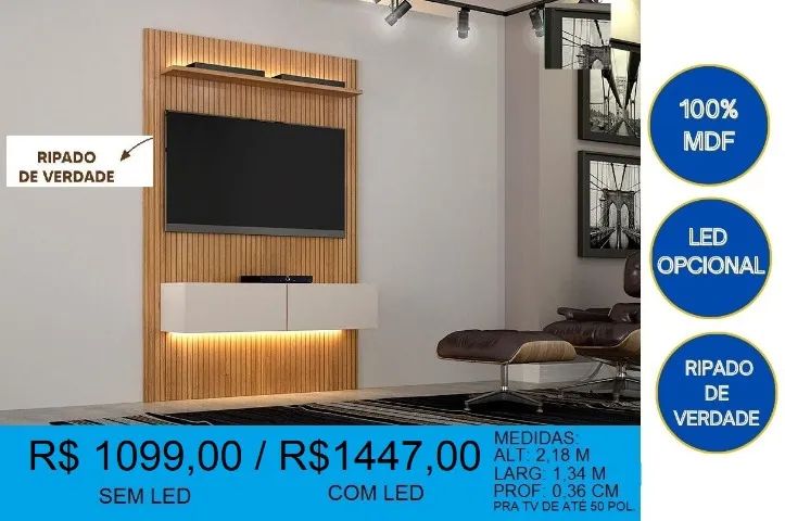 Painel ripado led opcional - compre hoje e receba amanhã 