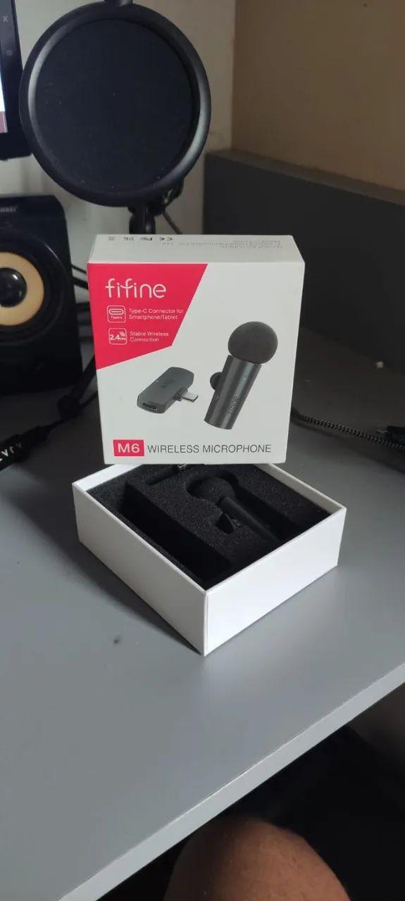 Microfone Sem Fio Fifine Lapela Celular Android 2.4ghz M6 Cor Preto - Foto 2