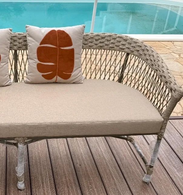 Sofa área externa gourmet alumínio corda nautica 