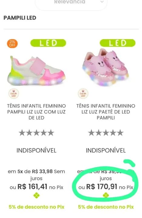 Tênis Infantil Pampili com Luzes - Rosa n°27 - Foto 6