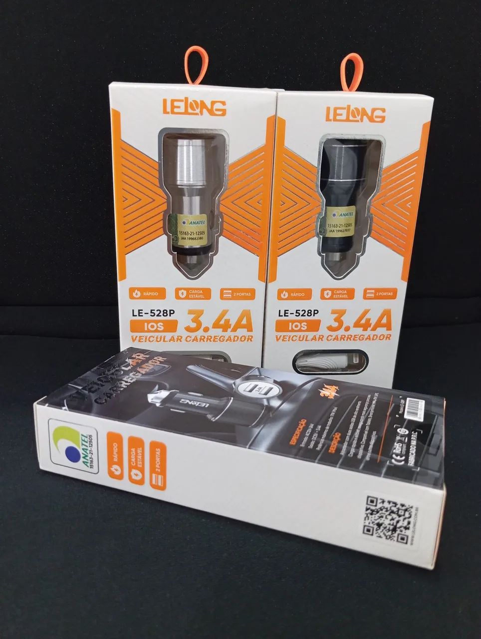 Carregador Veicular 3.4A com Cabo Lightning (iPhone) LELONG LE-528P<br> - Foto 2