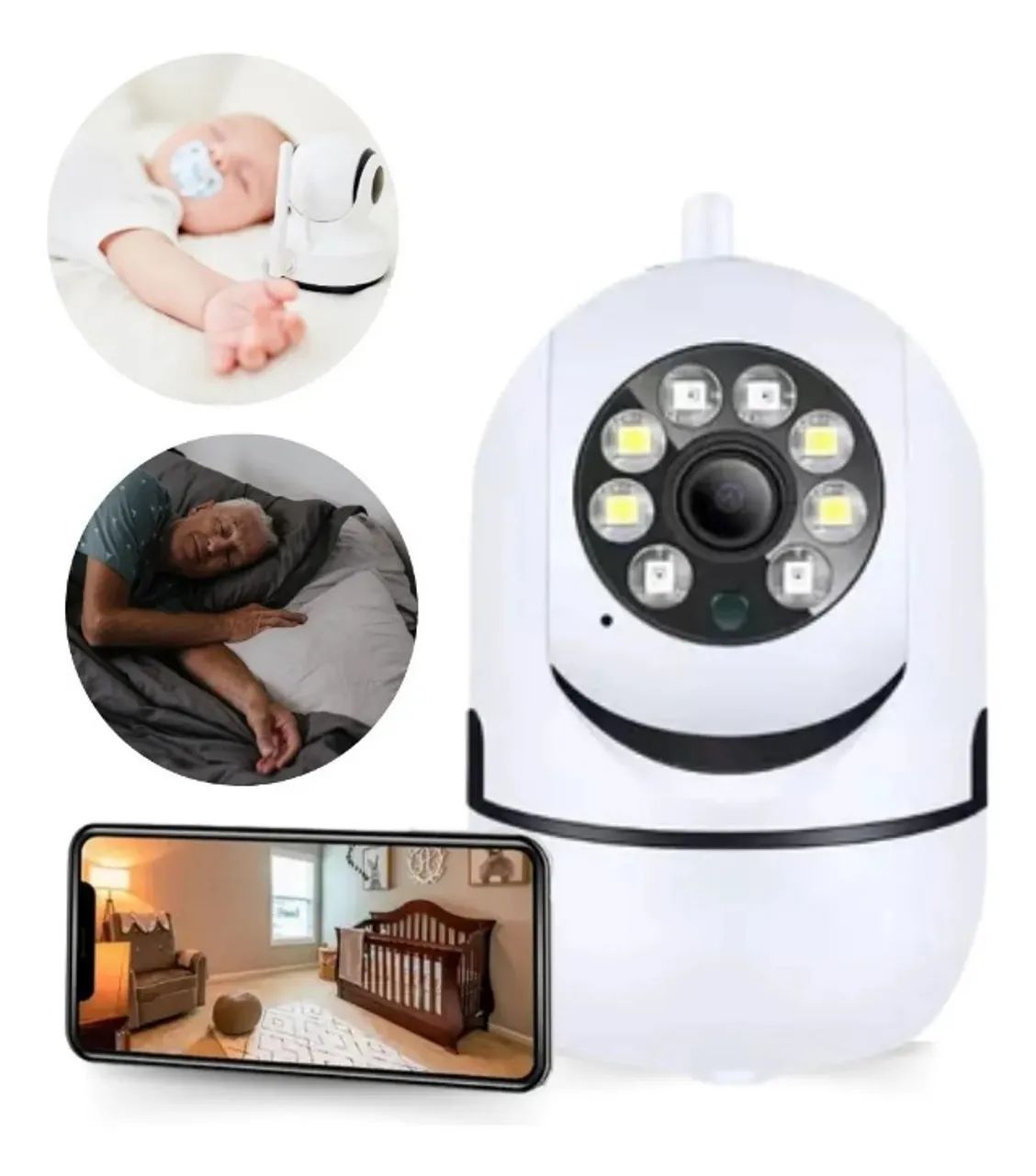 Câmera Babá Eletrônica Fullhd Com App, Infravermelho Sensor