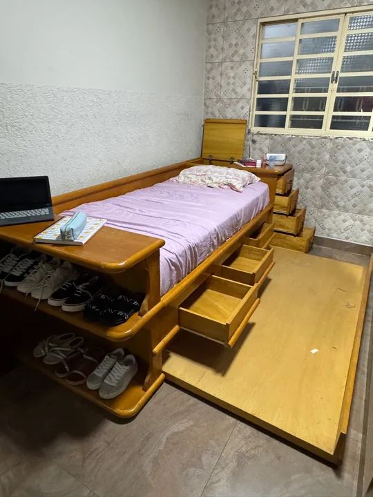 Cama Box de Madeira com gavetas e Prateleiras - Foto 3