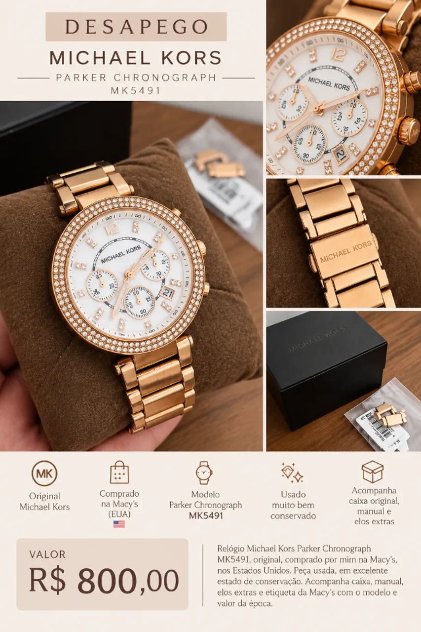 Relógio Feminino MICHAEL KORS PARKER ? MK5491 - Foto 4