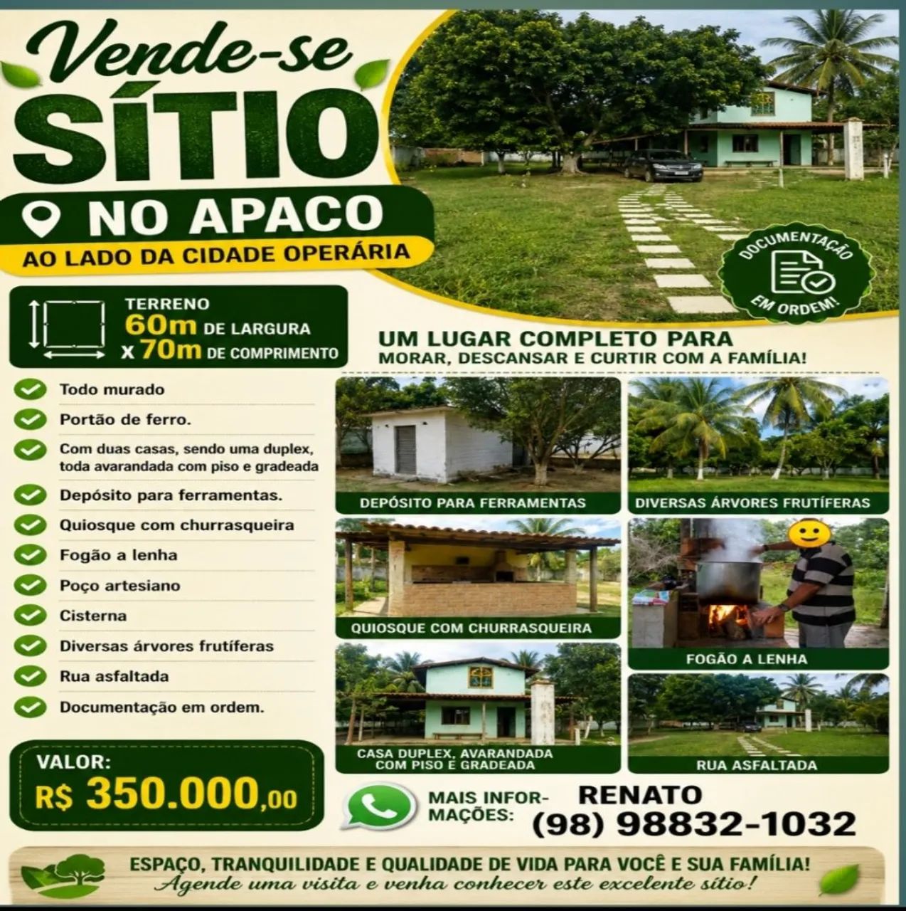 Vende-se  um sítio no Apaco - Cidade Operária 