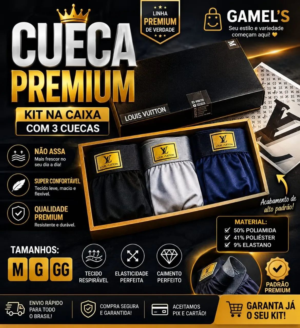 Kit Cueca 03 Unidades na Caixa