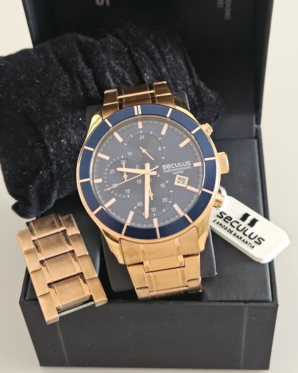 Seculus 23600GPSVRA3 Cronógrafo Azul/Rosé 46mm Completo - Foto 3
