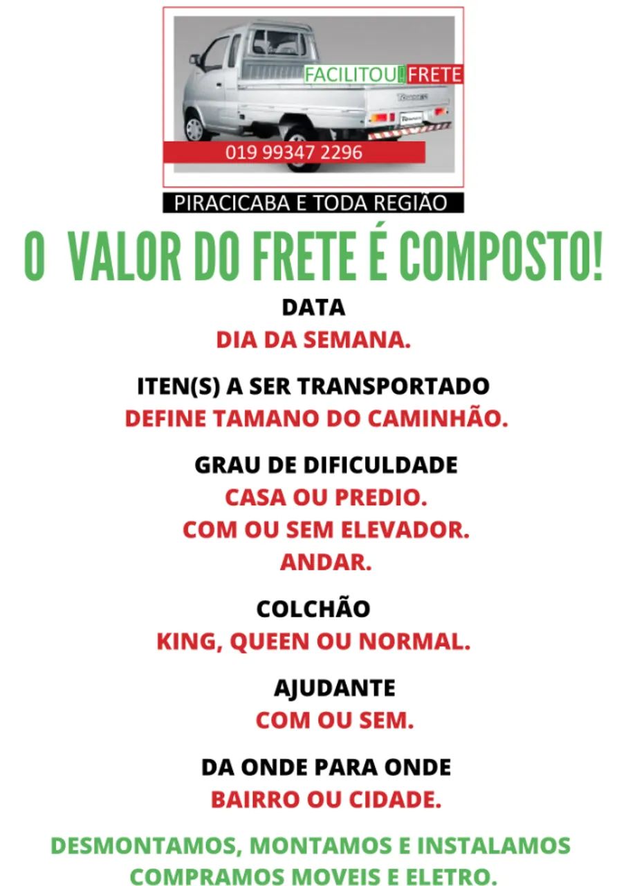 Frete Carreto Mudanças Piracicaba Região Interio de São Paulo e Capital - Foto 3