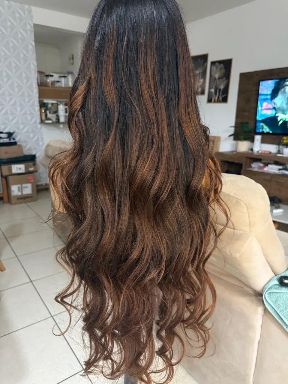 Front lace cabelo humano morena iluminada 80 cm  - Foto 4
