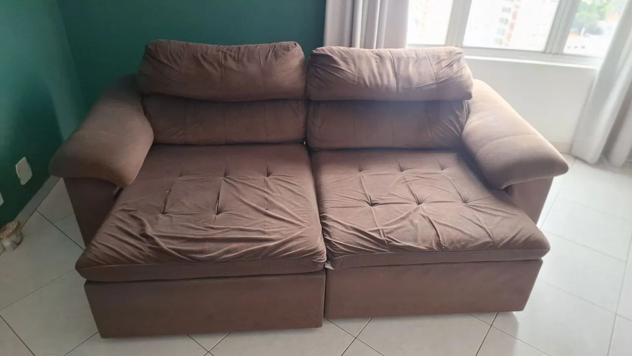 Sofá Retrátil e Reclinável 2,30m Marrom Super Confortável (Preço de Desapego) - Foto 4