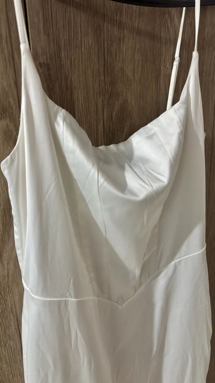 Vestido Off White em Cetim - Shein  - Foto 4