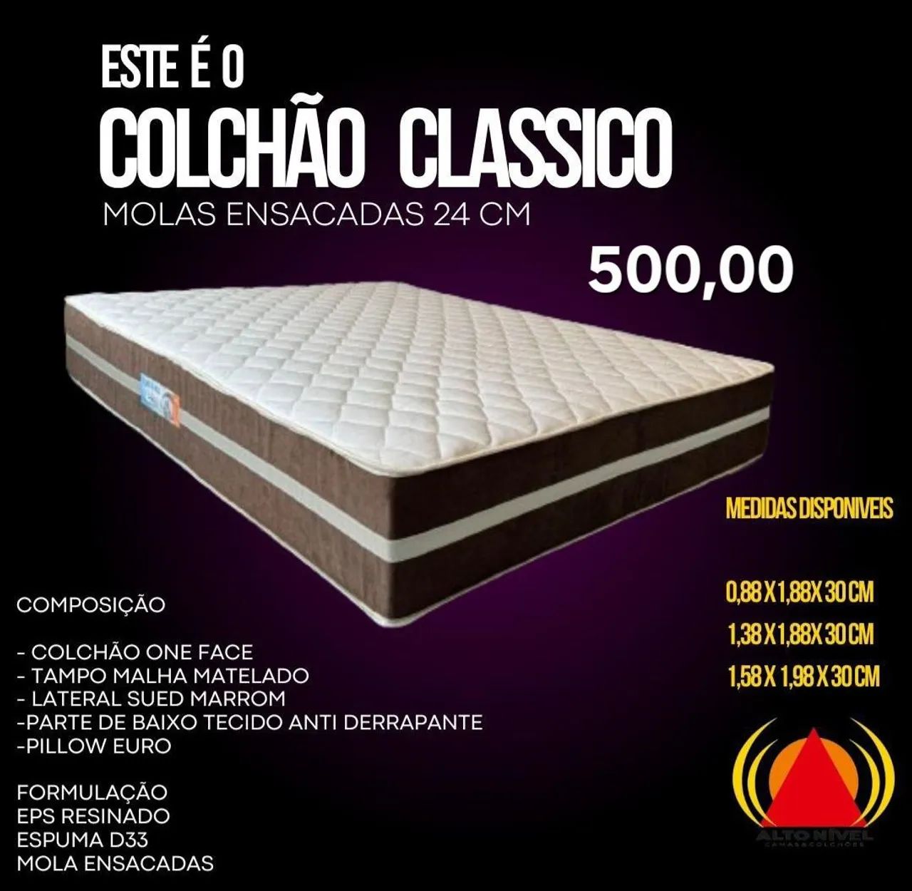 Colchão de casal com molas ensacadas 500,00