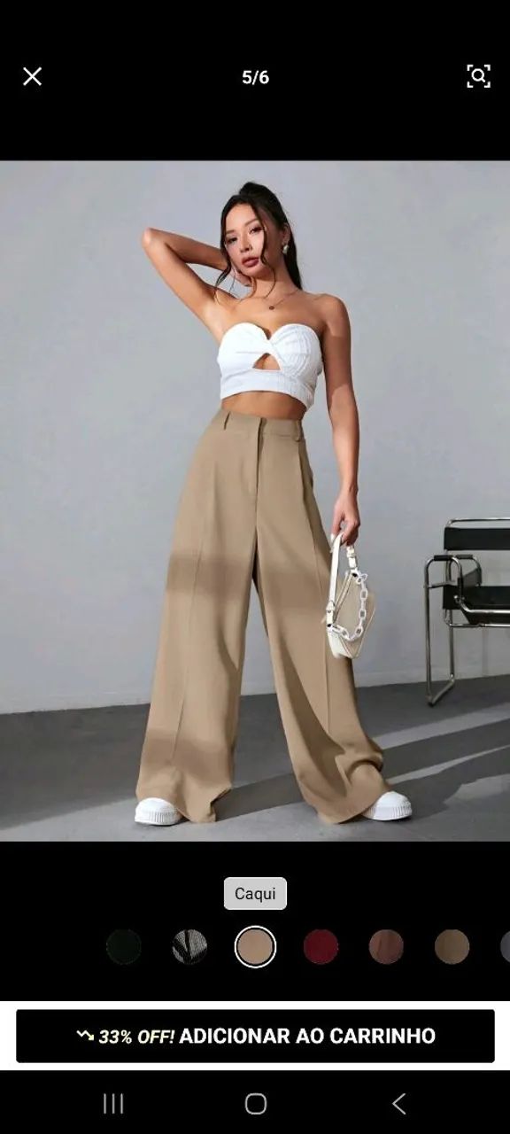 Calça pantalona alfaiataria bege - Foto 2