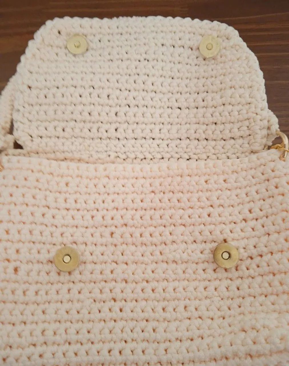 Bolsa croche creme alca dourada - Foto 4