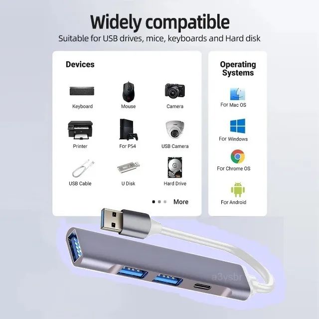 Hub slim com 4 saidas usb 2.0 3.0 e tipo-c - Foto 5