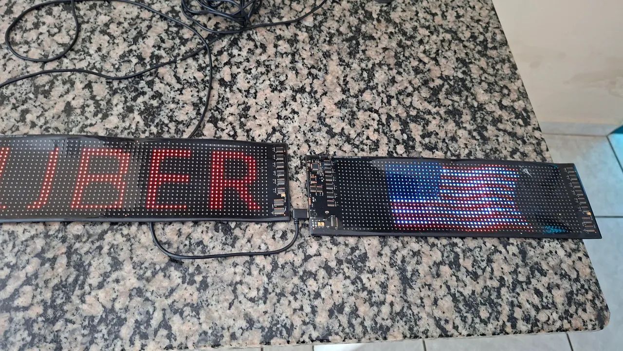 Duas tela led flexível display para carro 10x35cm Usb