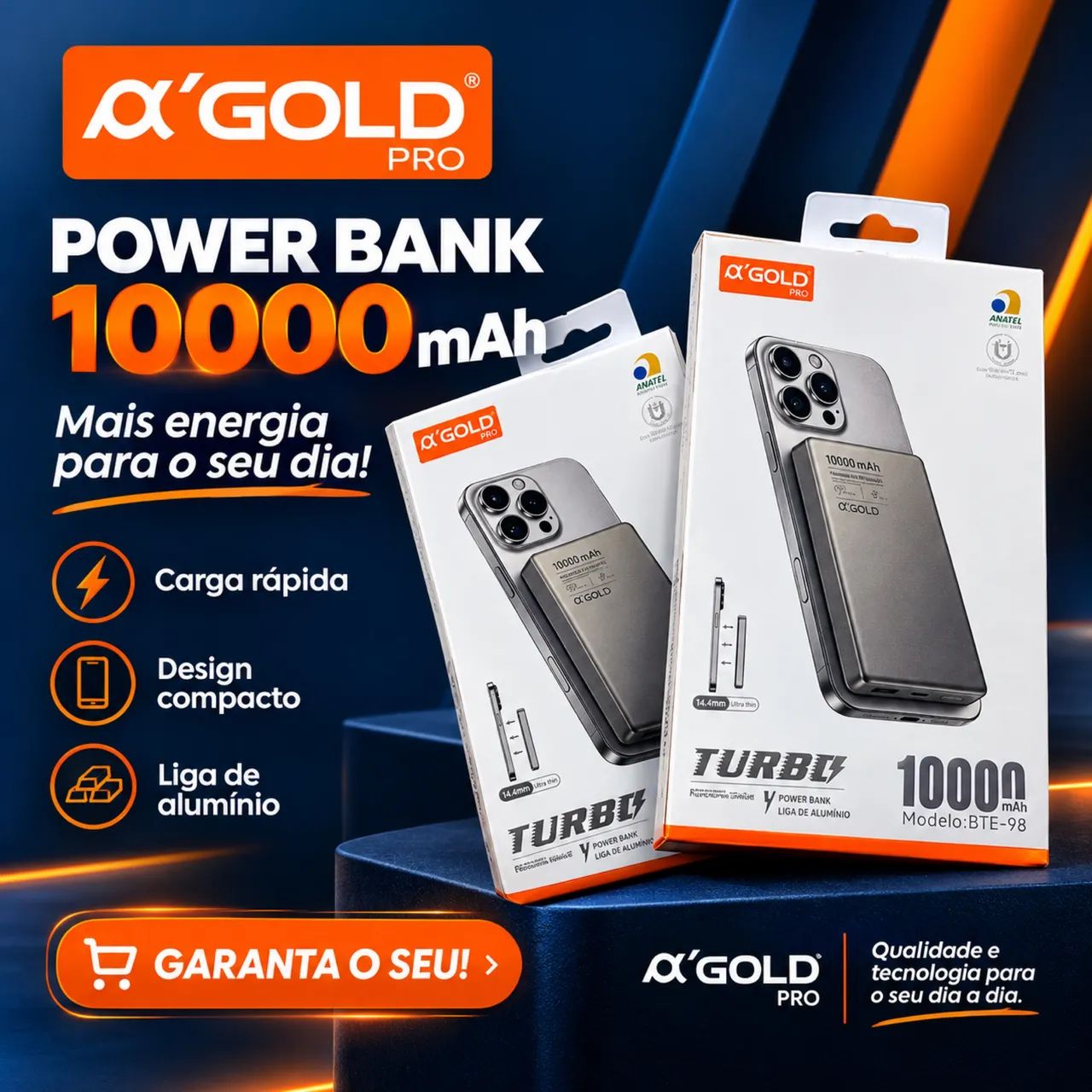 CARREGADOR PORTATIL BTE-98 GOlD  