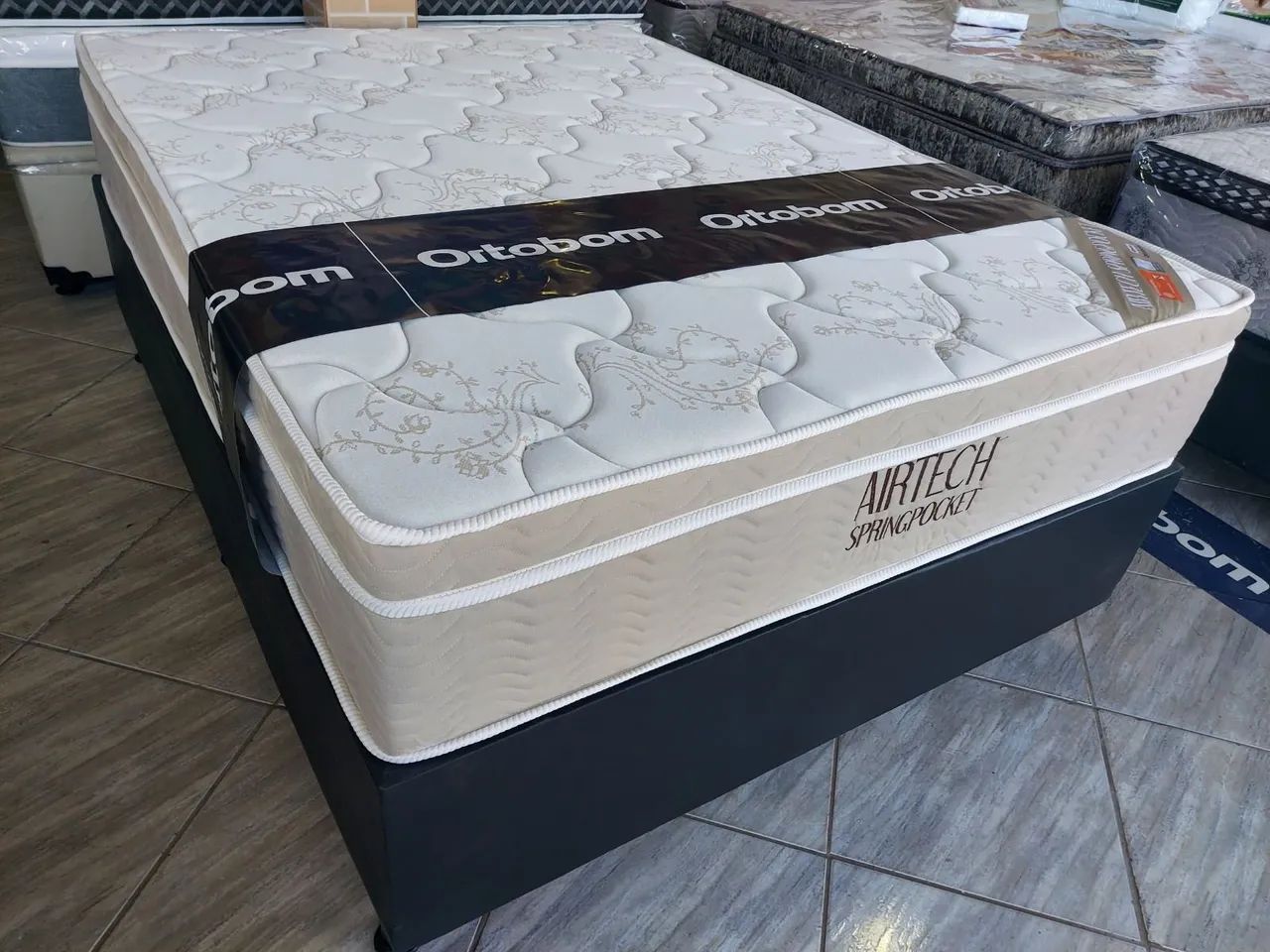 Conjunto cama box baú casal com colchão airtech Ortobom molas ensacadas. - Foto 2