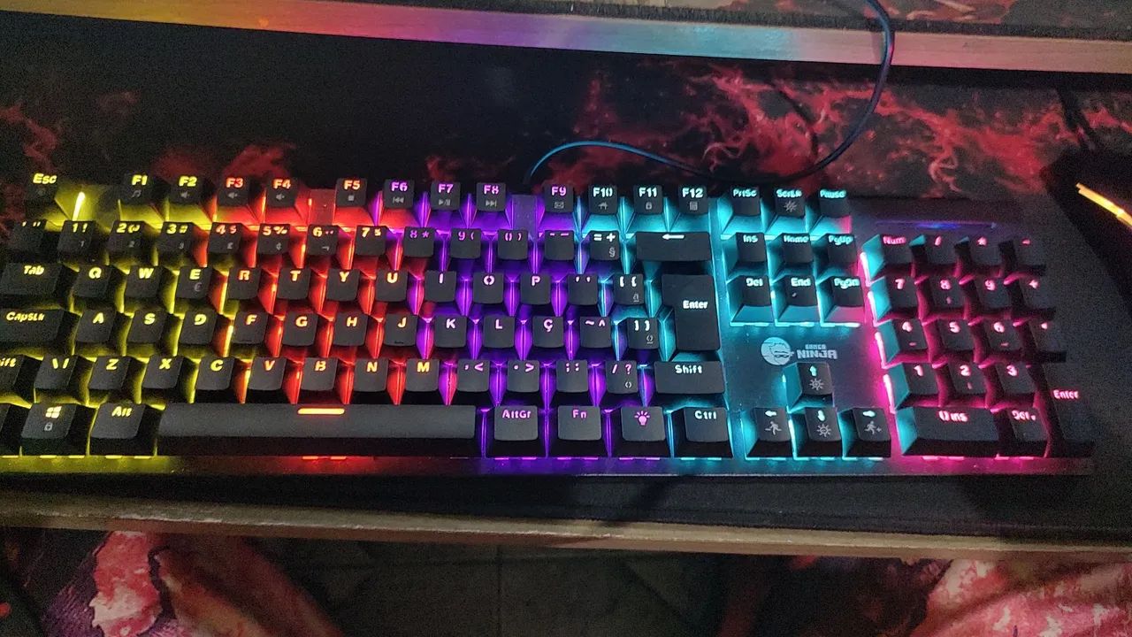 TECLADO MECÂNICO GAMER NINJA LEAP SWITCH BLUE, RAINBOW, ABNT2