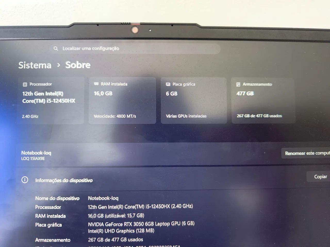 NOTEBOOK LENOVO LOQ-E COM RTX 3050 - Foto 5
