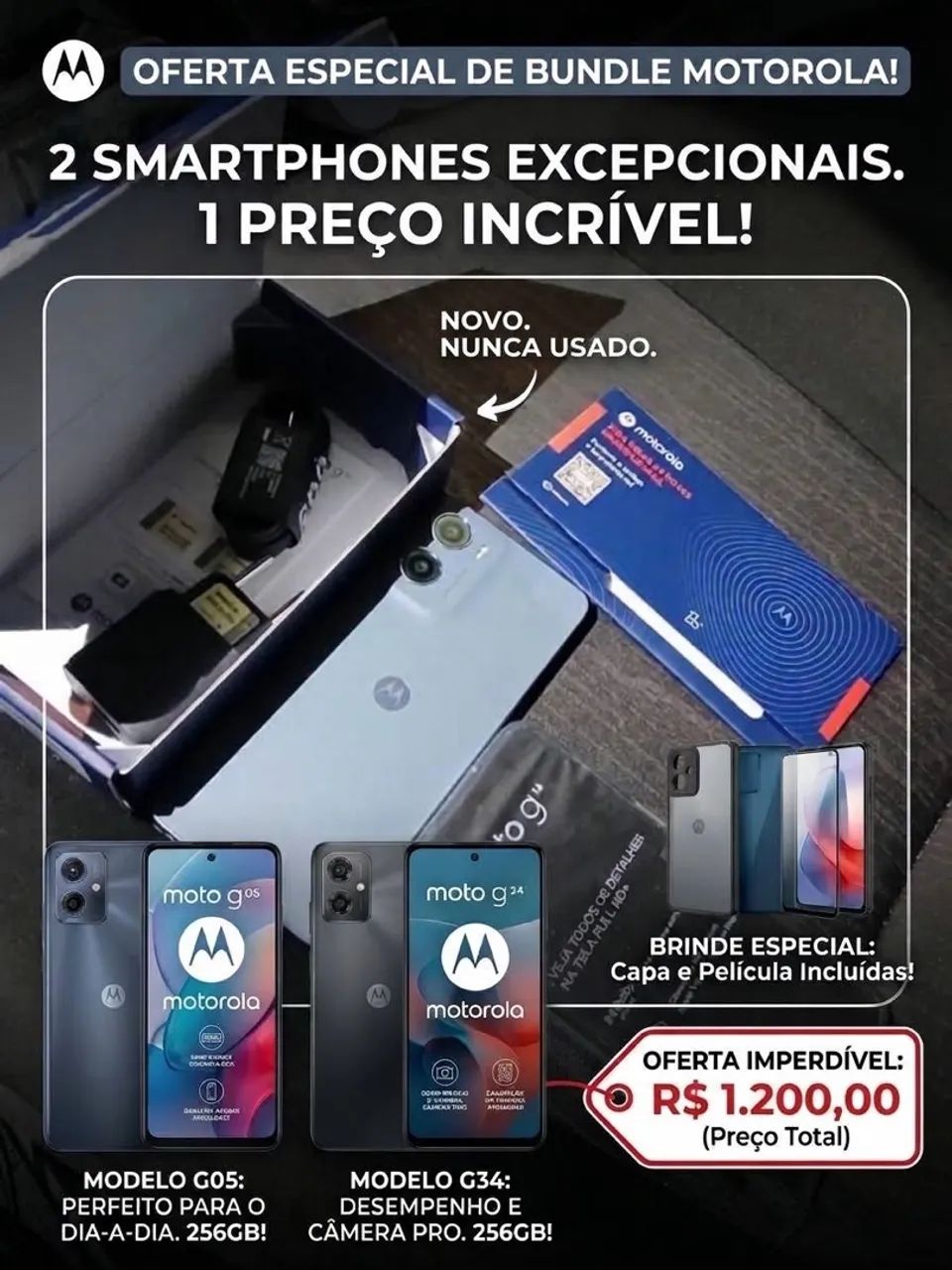 Celular Motorola G05 e G34 256Gb