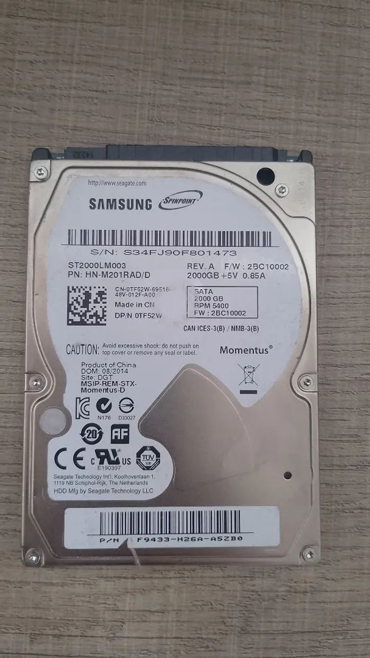 HD de Notebook 2Tb- Funcionando!