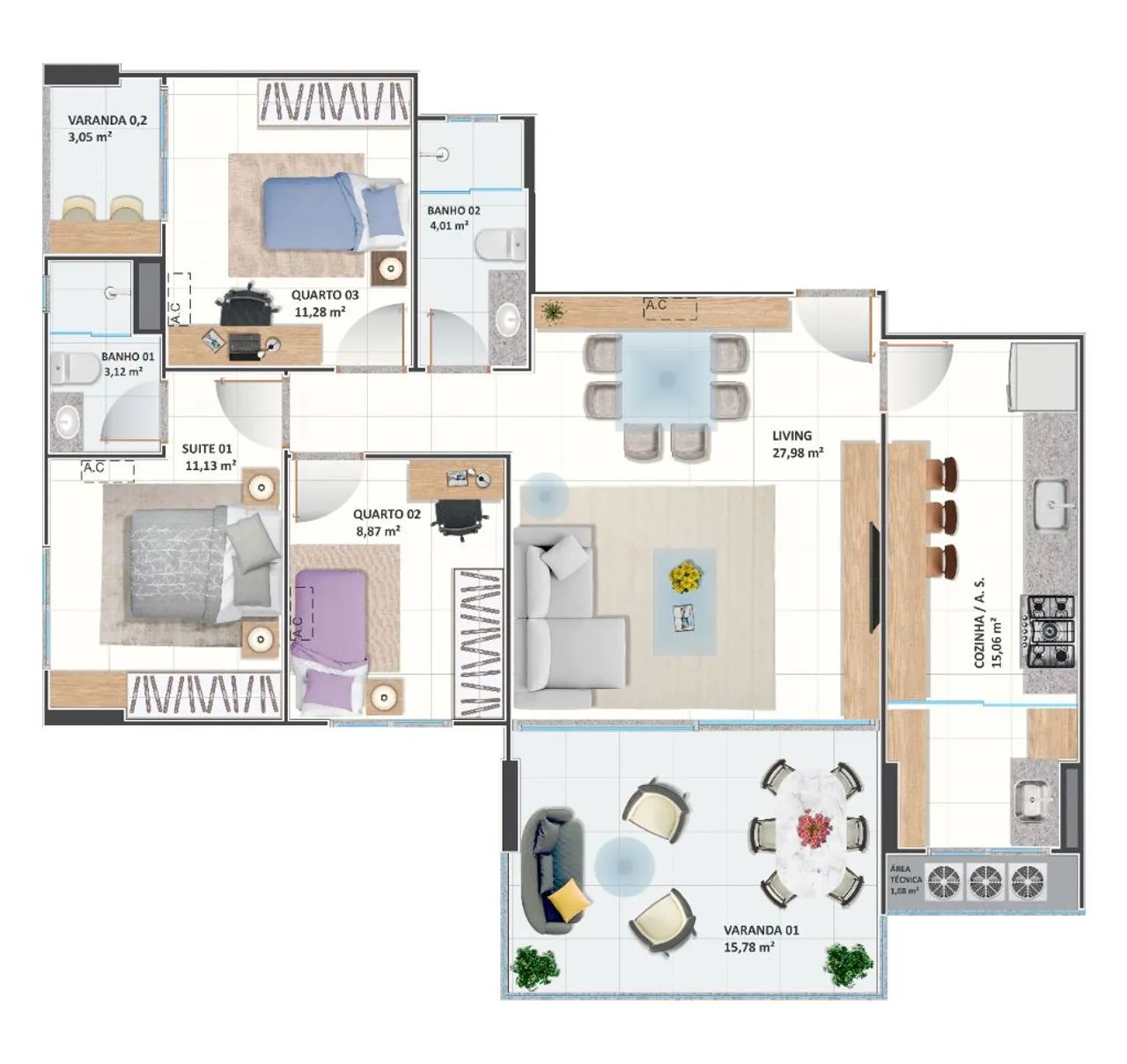 Apartamento Padrão com 3 Dormitórios na Praia da Costa - Foto 2