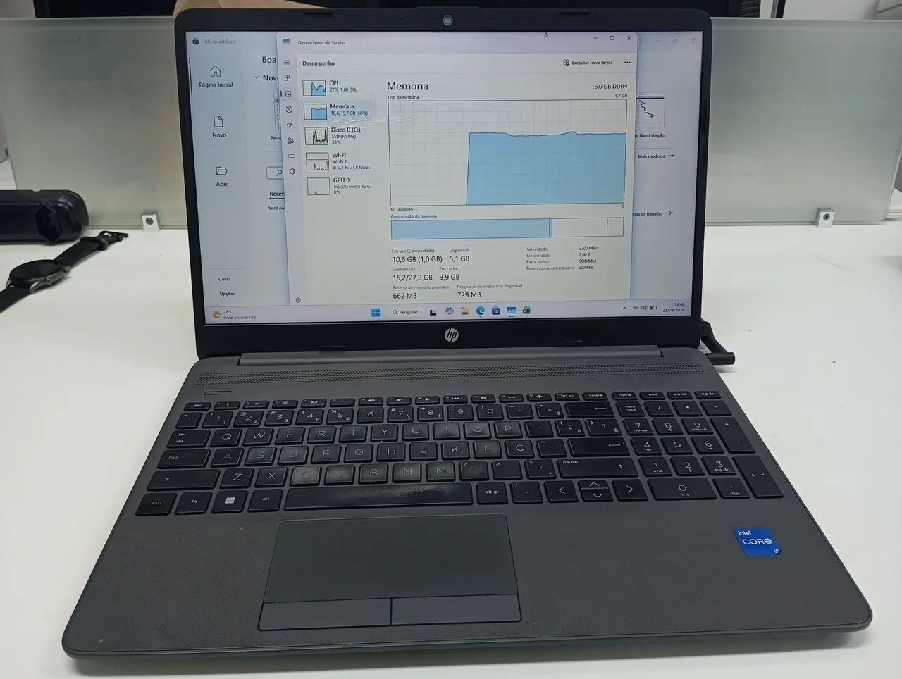 Notebook Core I5 1235u 24GB DE RAM  HP 250 G9 com Ssd256GB 