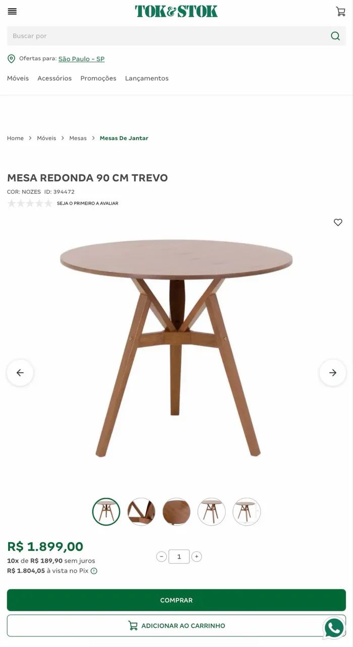 Mesa Redonda Trevo Tok&Stok 90cm - Foto 5