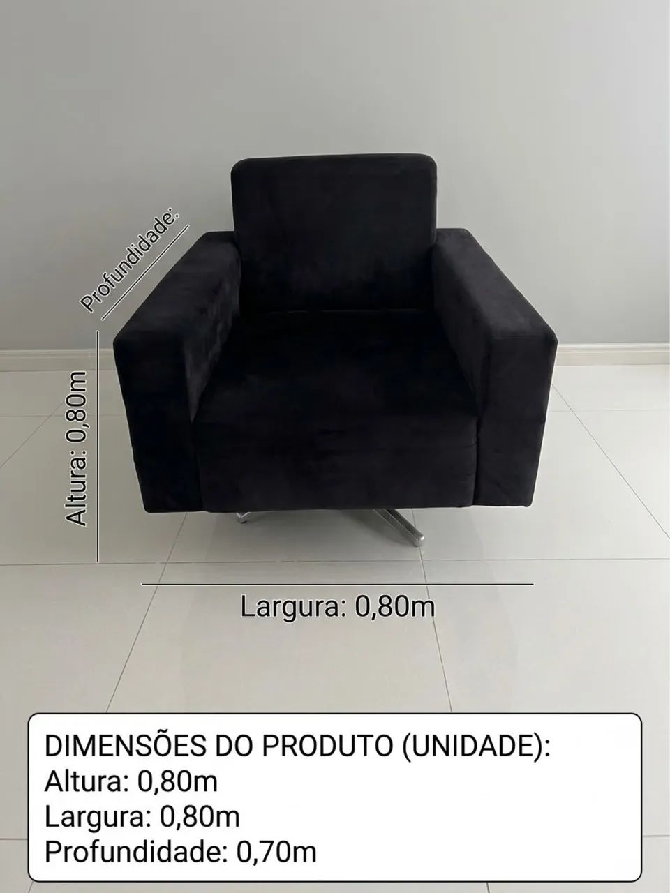 2 Poltronas decorativas pretas luxo