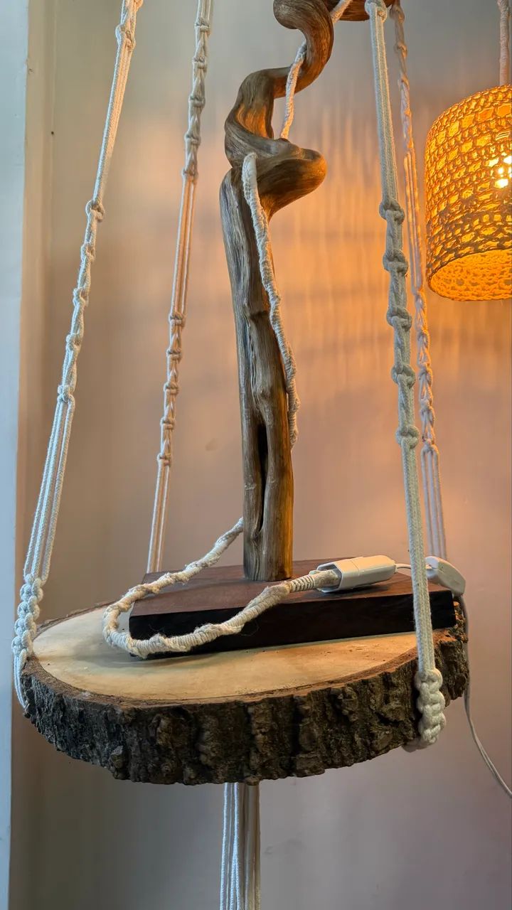 Luminária boho com suporte orgânico  - Foto 4