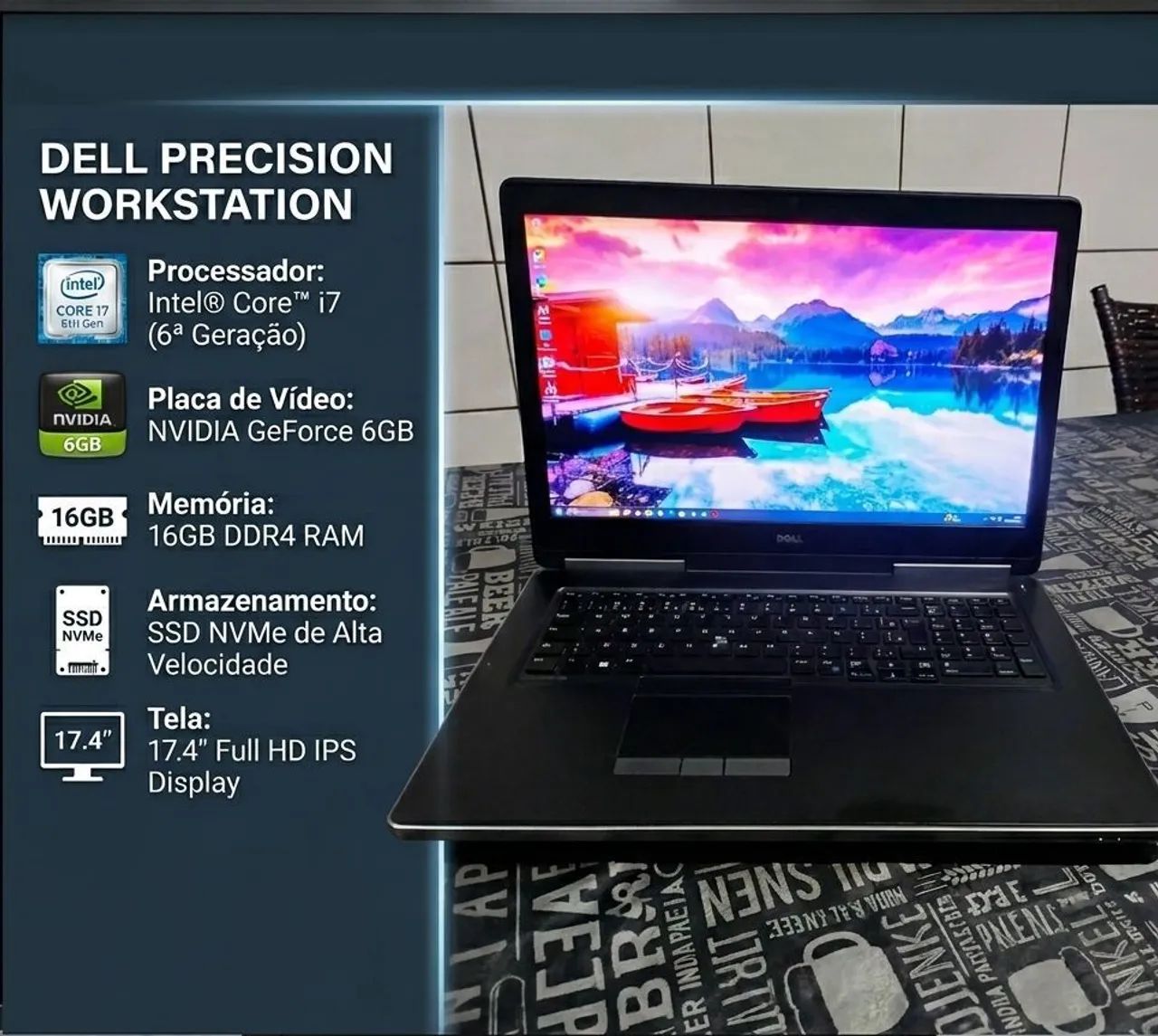 Notebook Work/Gamer Dell Precision 7720 - i7, NVidia 6gb, 16gb