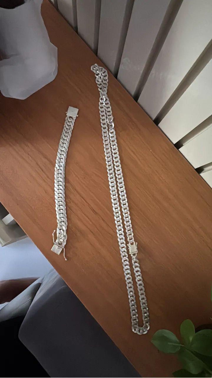 CORDA E PULSEIRA DE PRATA