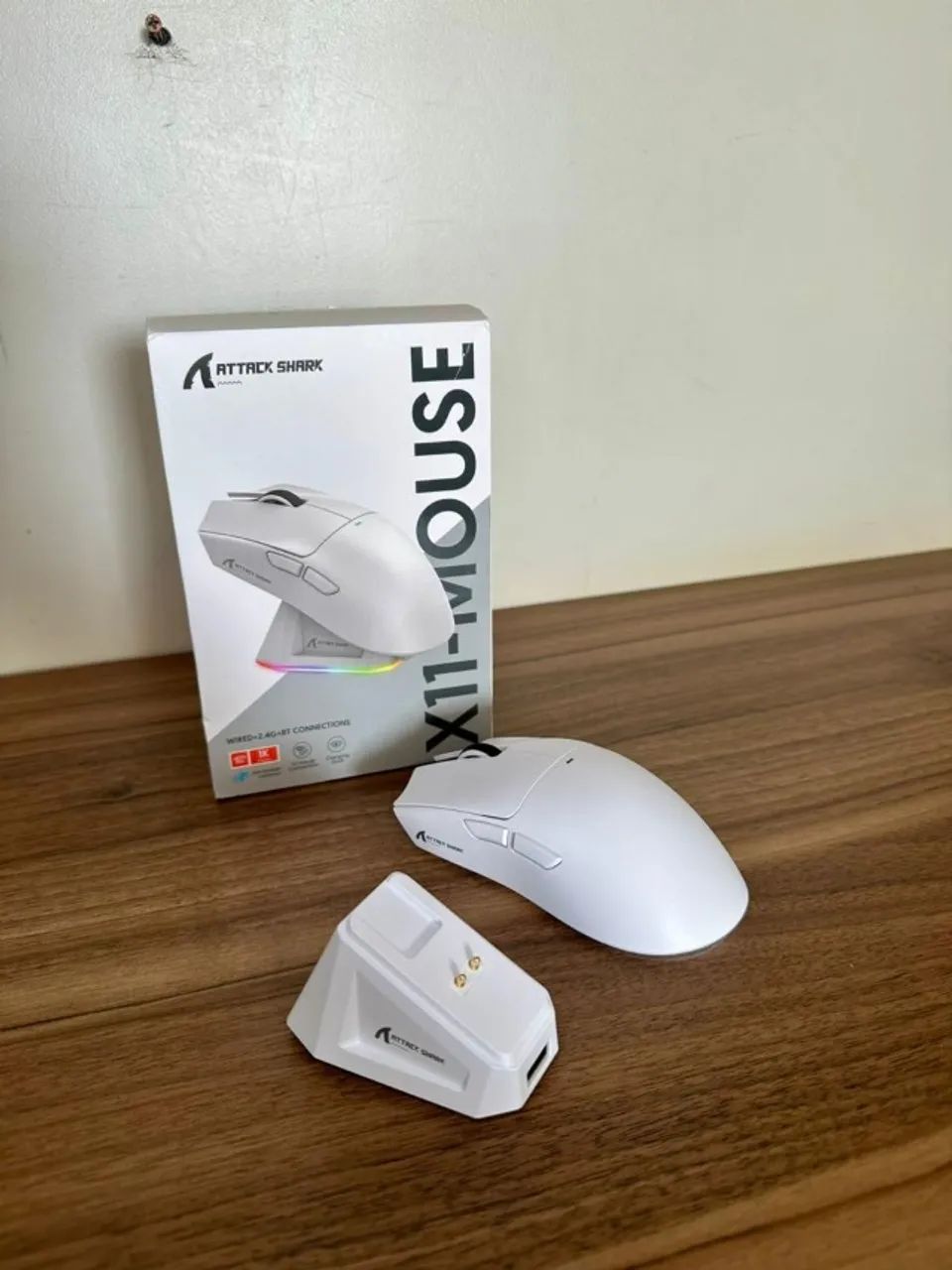 Mouse Sem Fio Shark Attack x11 Branco Na Caixa - Foto 3
