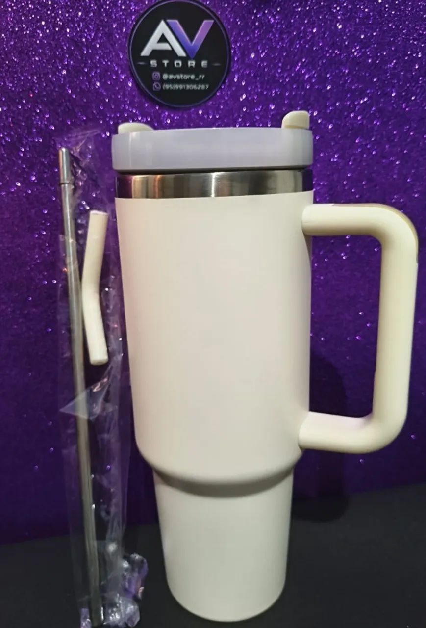 Copo término 1.2L inox com alça e canudo, qualidade premium! @avstore_rr  - Foto 3