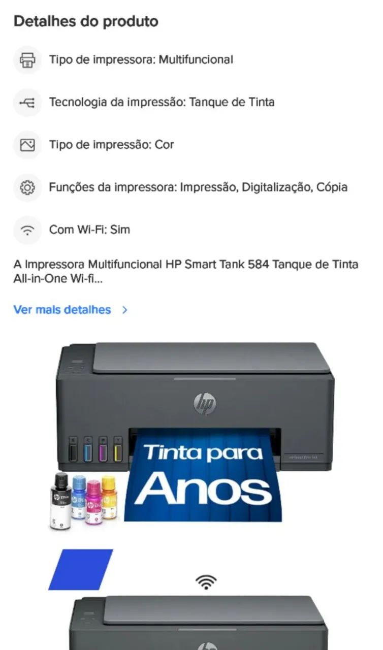 Impressora smart tank 584 em perfeito estado 6.meses de uso