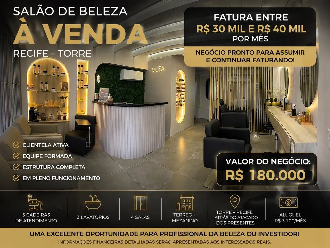 SALÃO DE BELEZA À VENDA | FUNCIONANDO + EQUIPE + CLIENTELA | RECIFE