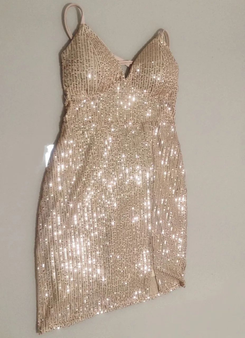 Vestido Champanhe em Paetê - Foto 4