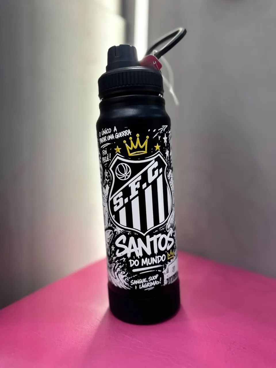 garrafa térmica santos 800ml preta - Foto 4