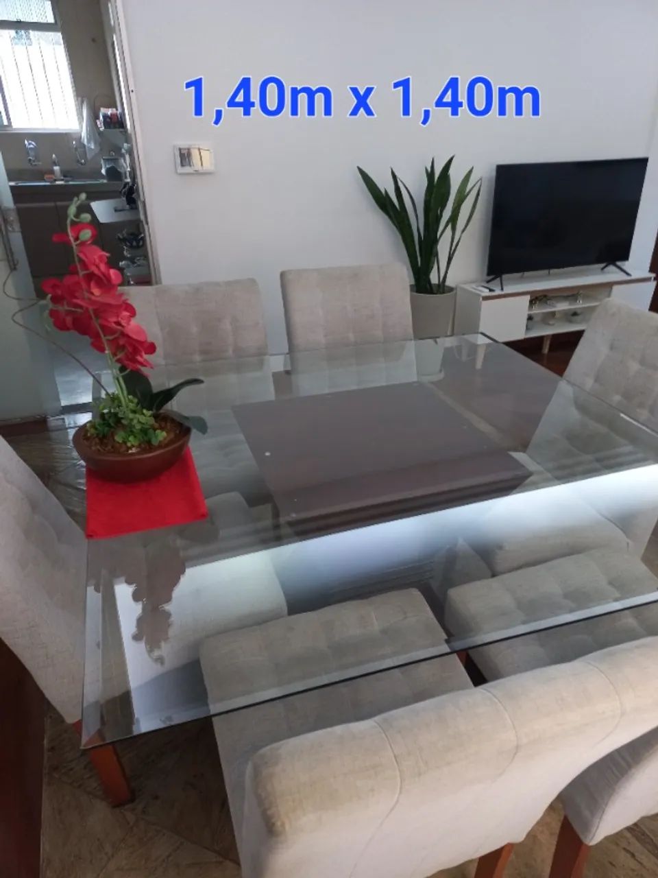 Mesa de jantar de vidro quadrada - Foto 2