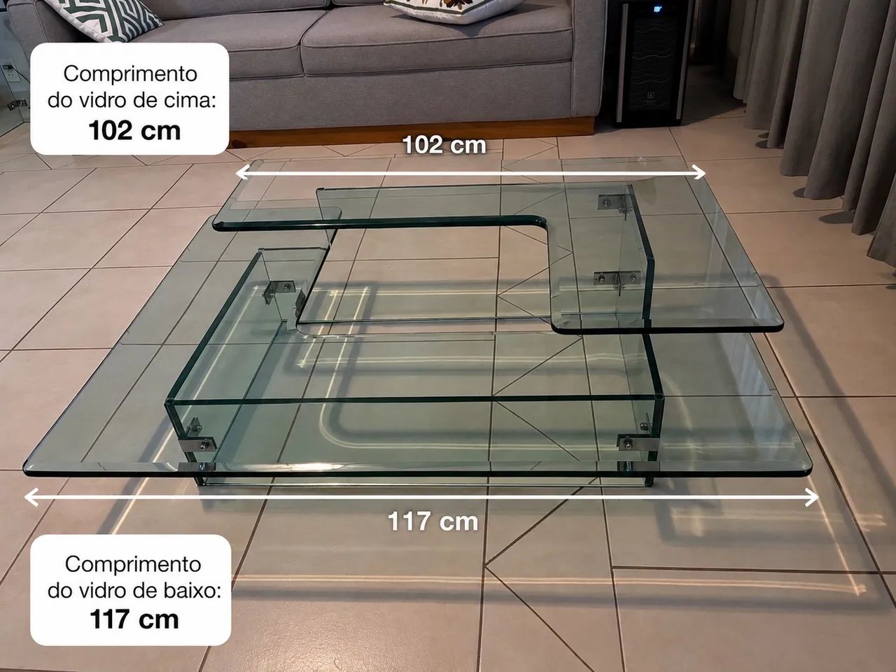 Mesa de Centro Vintage de Vidro -  Peça de Design - Foto 5