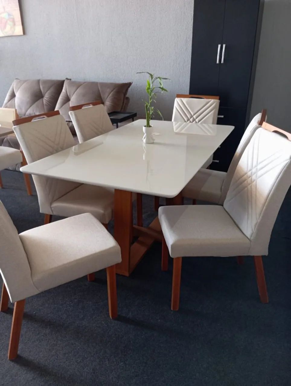MESA RUBI 160×90 c/6 CADEIRAS SIMONE 