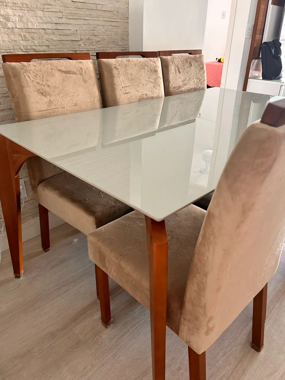 Mesa com 6 cadeiras tampo de vidro  - Foto 2
