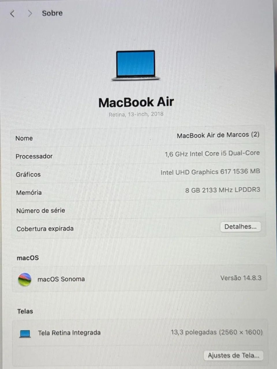 MacBook Air, Tela Retina, Touch ID, Intel Core i5 dual-core, 128 GB, 2018 - Foto 5