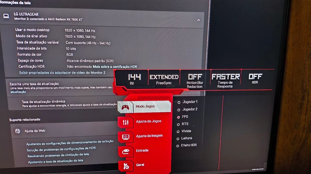Monitor Gamer LG Ultragear 24" 144Hz 1ms IPS Full HD HDR10 (Troco por PS5 + volta) - Foto 4
